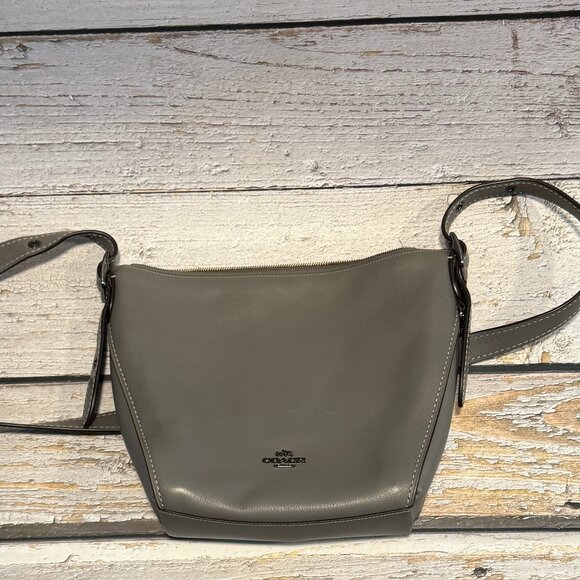 Coach Leather Crossbody Bag Gray Women’s Adjustable Strap Purse - Picture 2 of 12